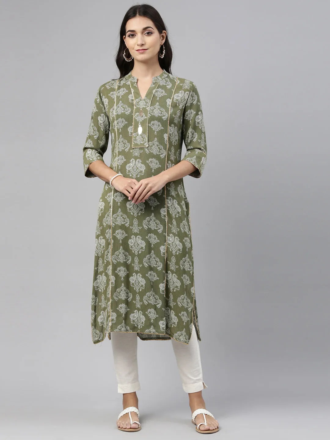 Neeru's Green Color Rayon Fabric Tunic