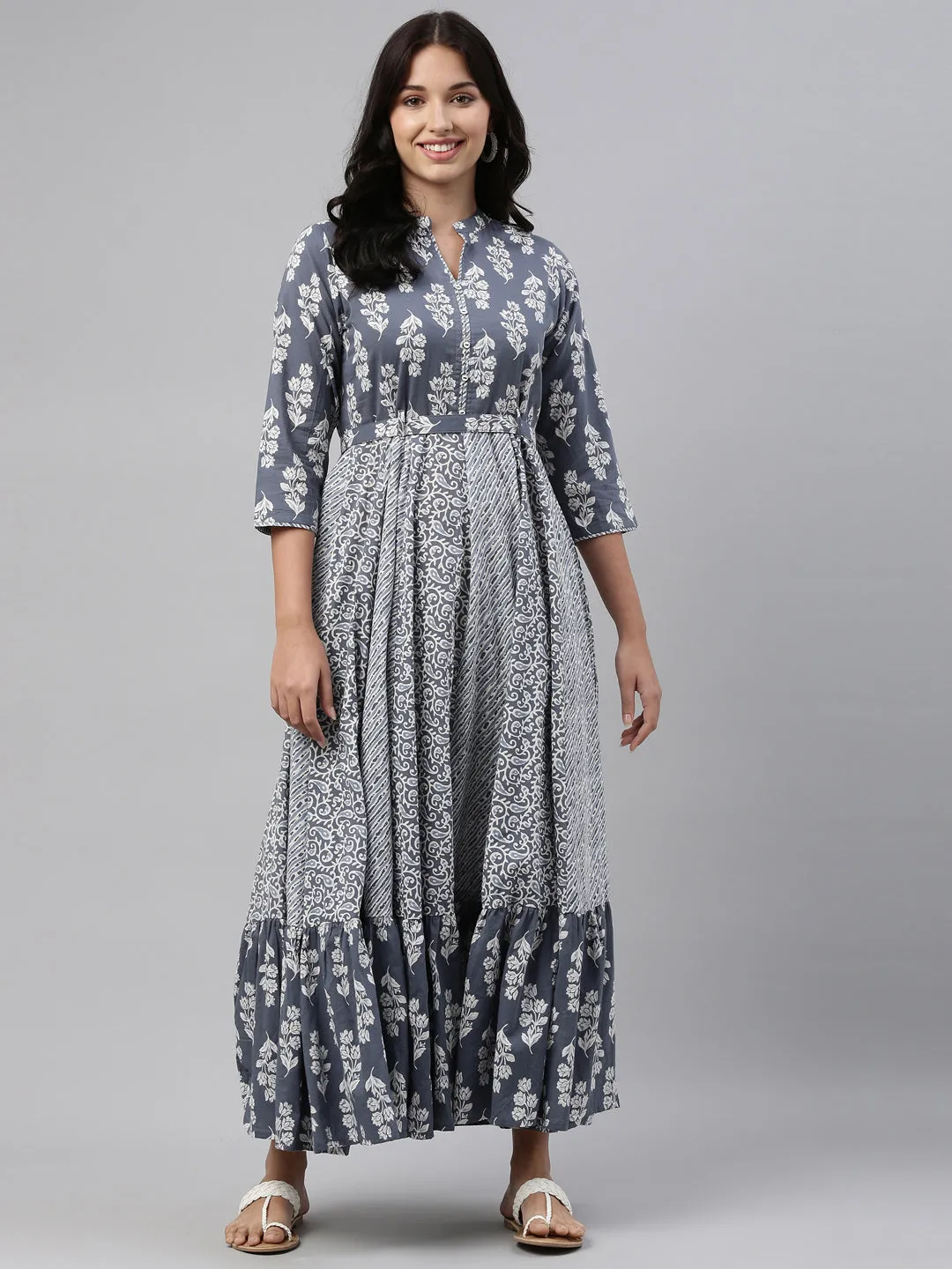 Neeru's Grey Color Cotton Fabric Tunic