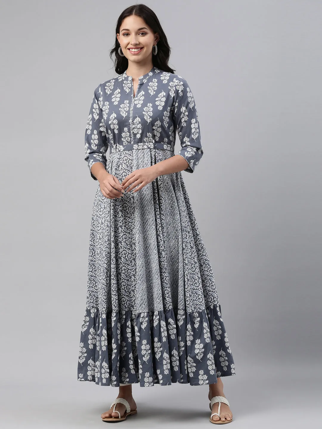Neeru's Grey Color Cotton Fabric Tunic