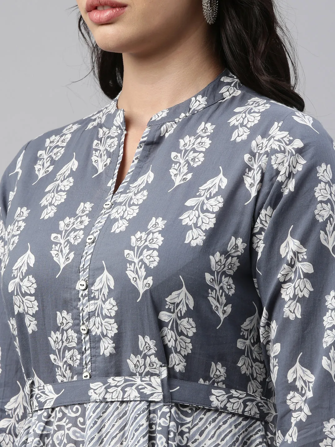 Neeru's Grey Color Cotton Fabric Tunic
