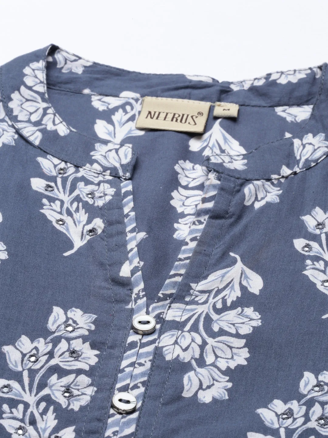 Neeru's Grey Color Cotton Fabric Tunic
