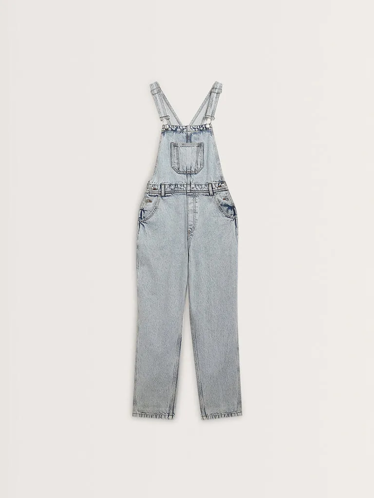 Nuon Light Blue Faded Denim Jumpsuit