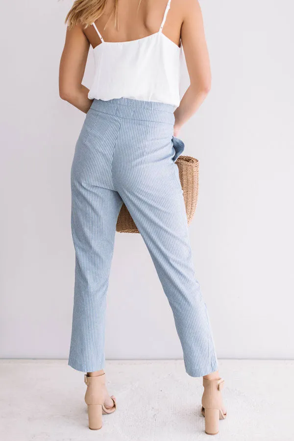 On A Roll High Waist Stripe Trousers in Airy Blue