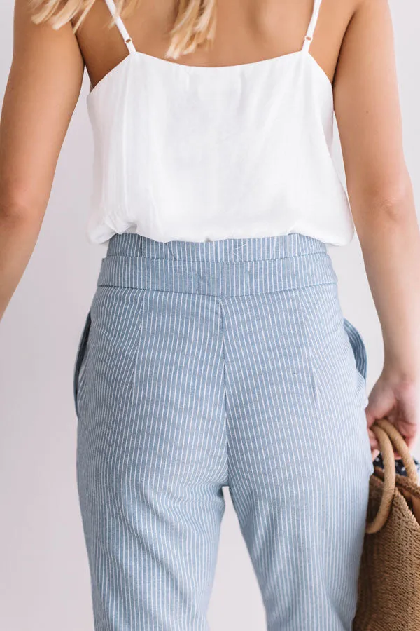 On A Roll High Waist Stripe Trousers in Airy Blue