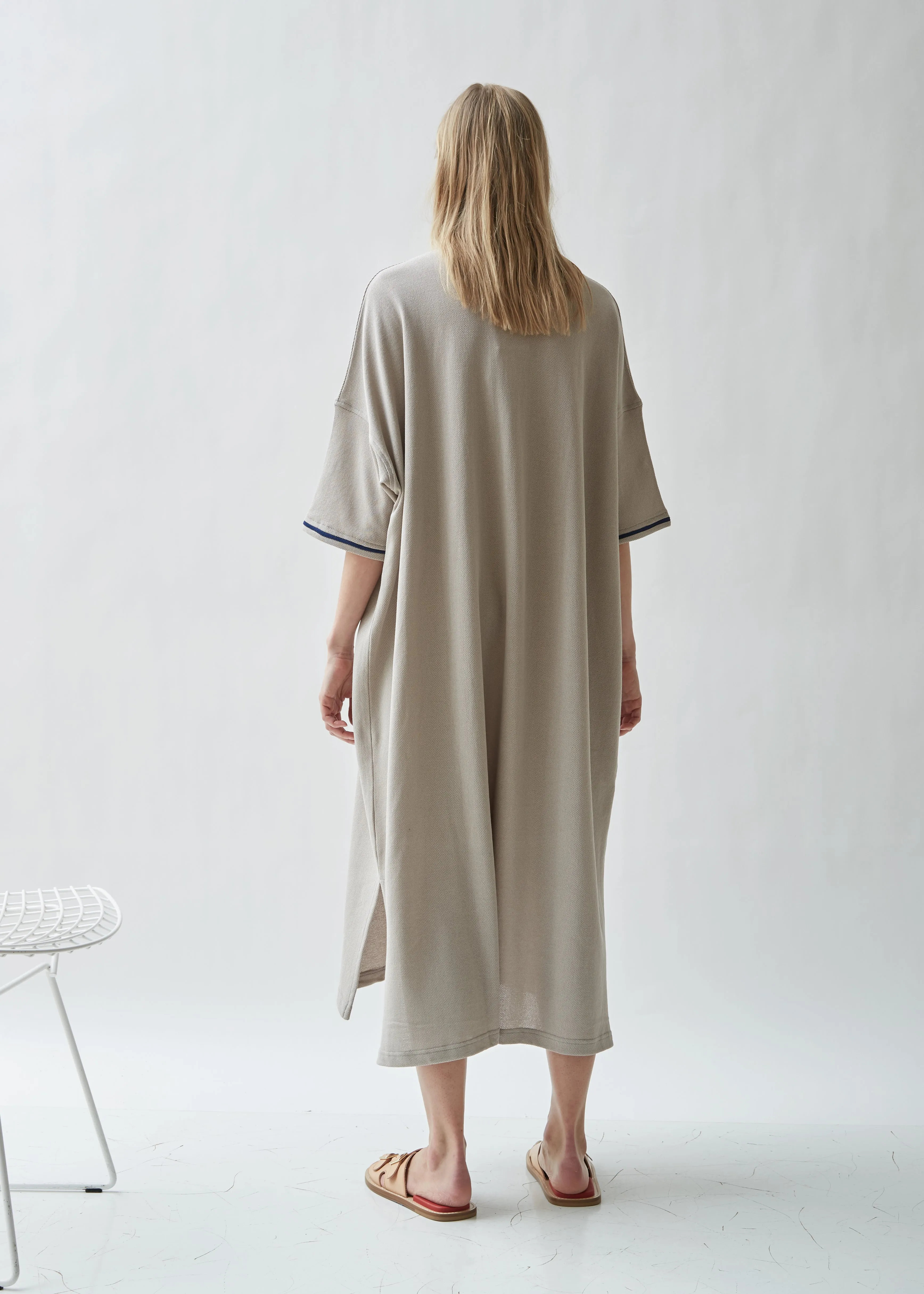 Oversized Waffle Cotton Polo Dress