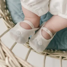 Owen Linen Christening Booties