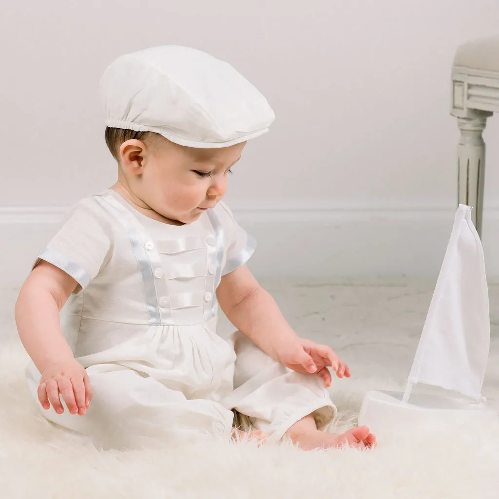 Owen Linen Newsboy Christening Cap