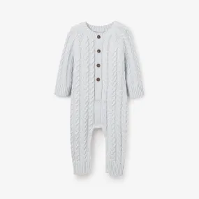 Pale Blue Horseshoe Cable Knit Baby Jumpsuit - Select Size