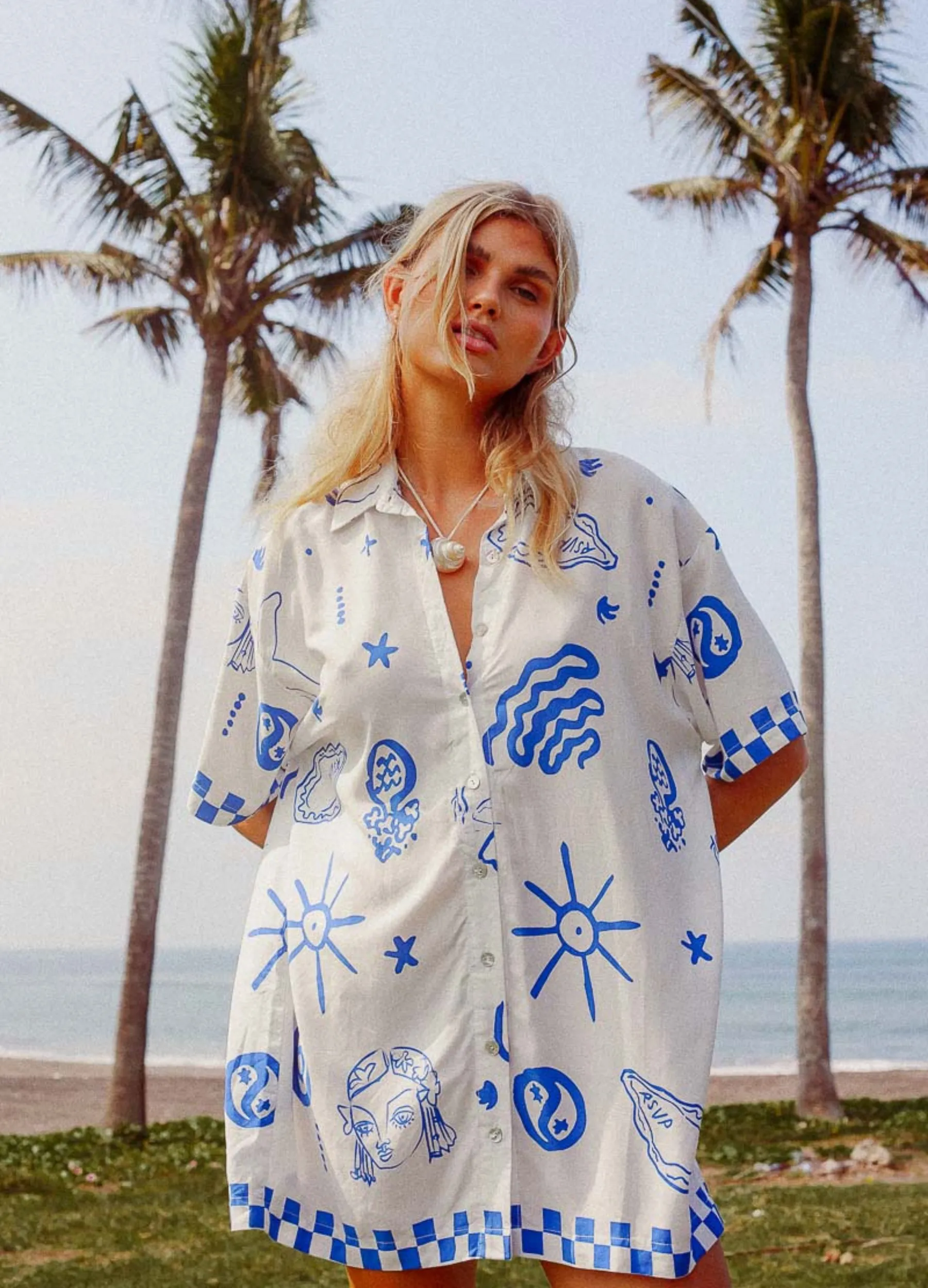 Palm Collective - Blue Bae Shirt Dress