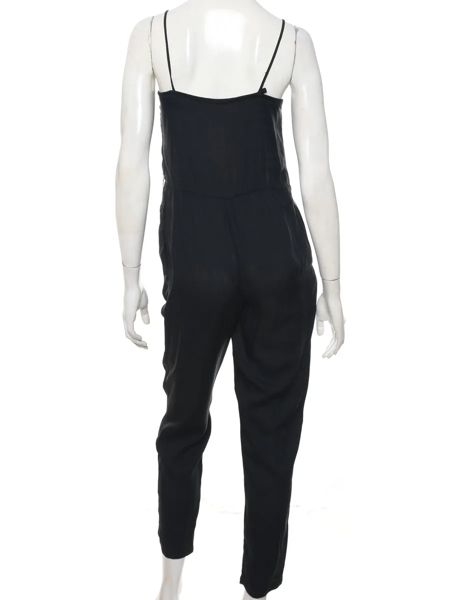 Pintucks Black & White Lace Detail Jumpsuit - XS
