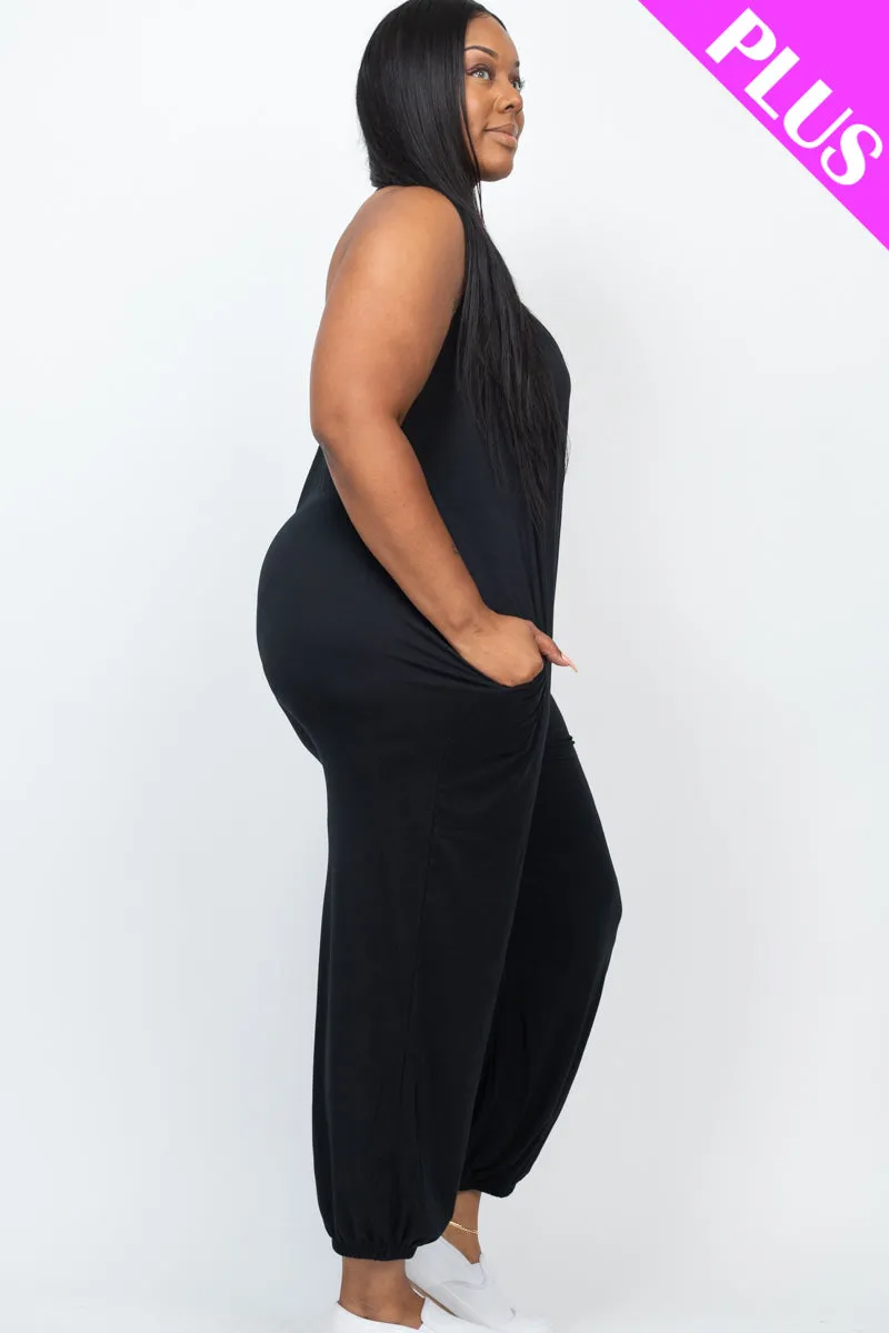 Plus Size Sleeveless Jogger Jumpsuit