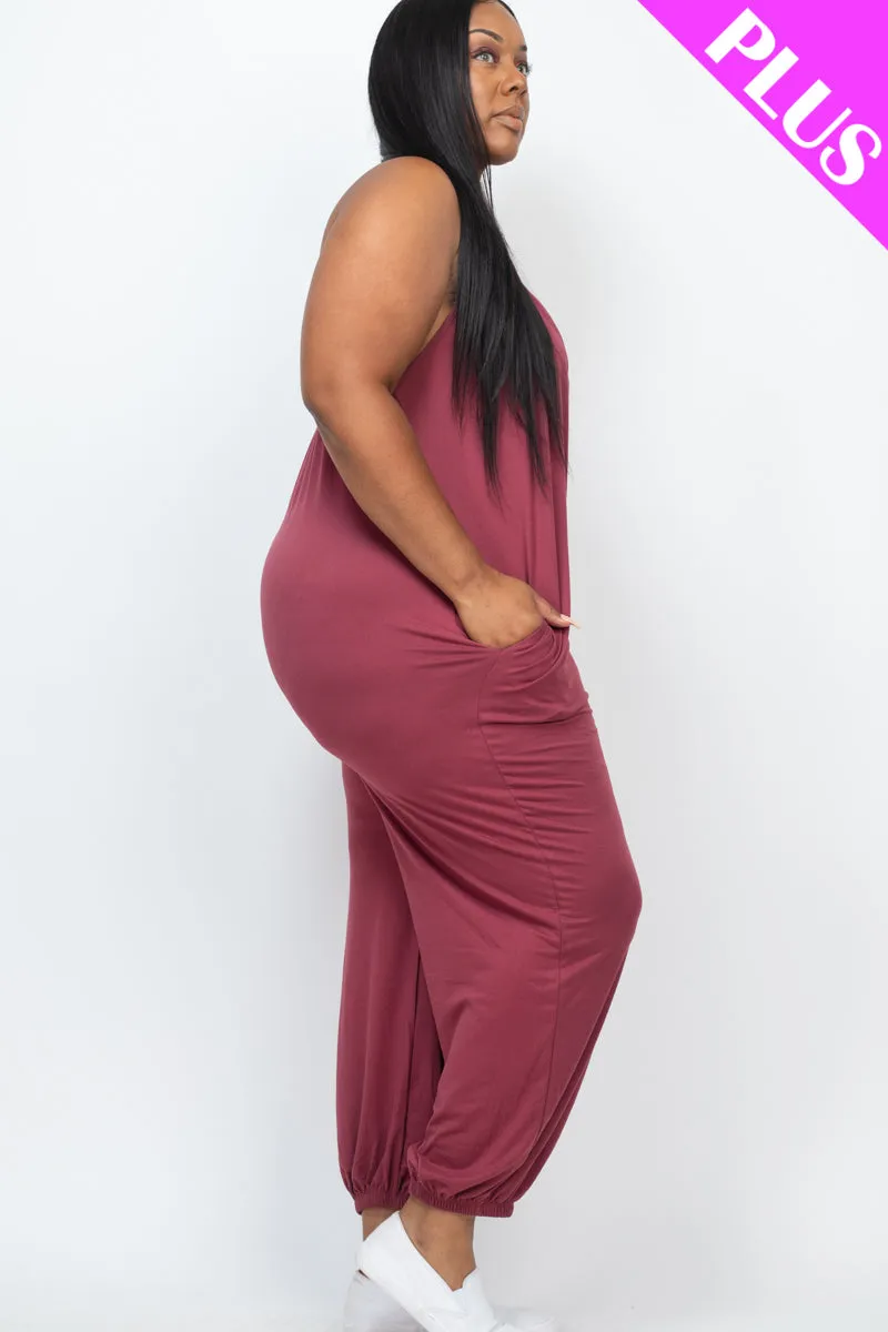Plus Size Sleeveless Jogger Jumpsuit