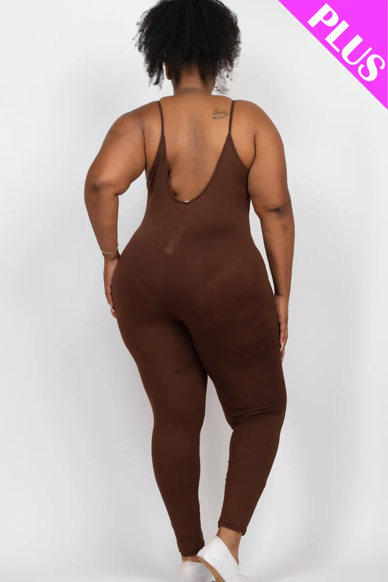 Plus Size Solid Bodycon Cami Jumpsuit
