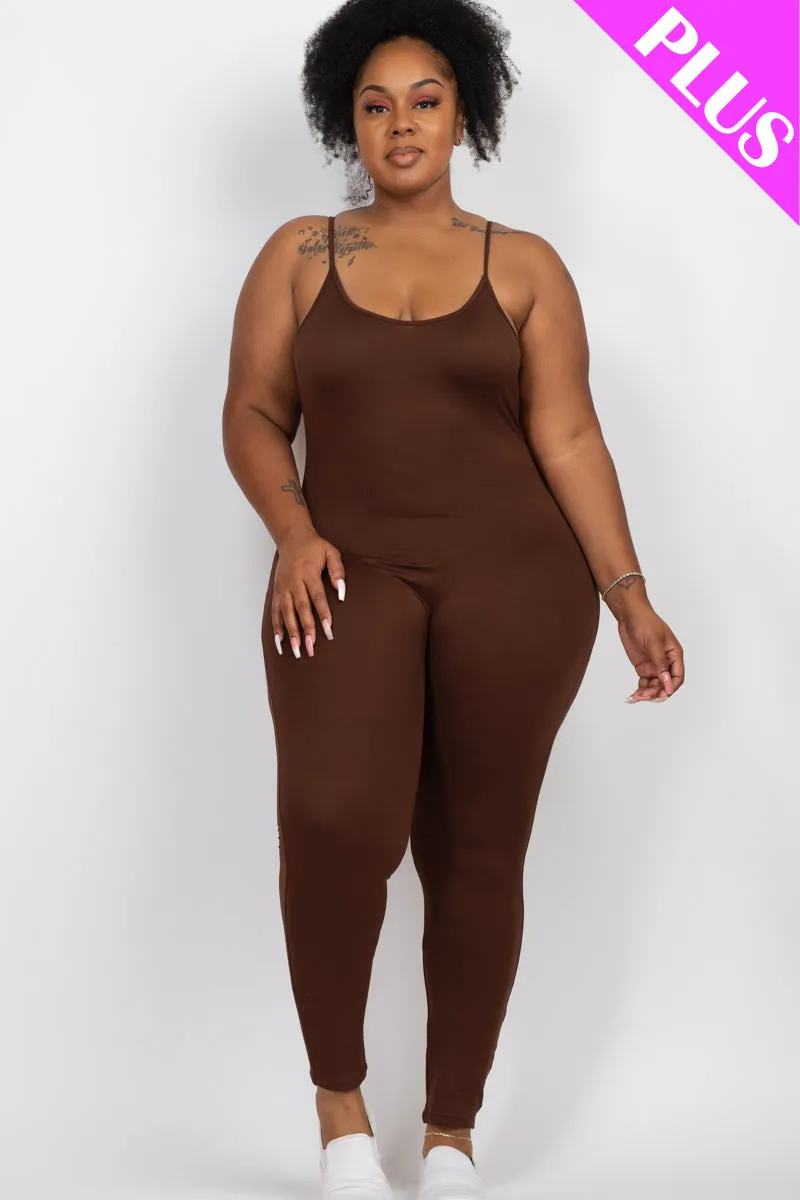 Plus Size Solid Bodycon Cami Jumpsuit