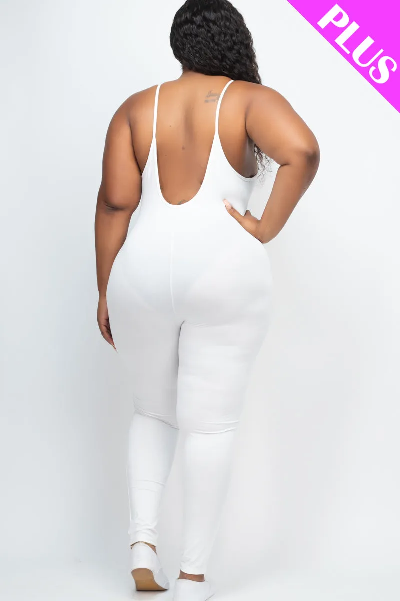 Plus Size Solid Bodycon Cami Jumpsuit