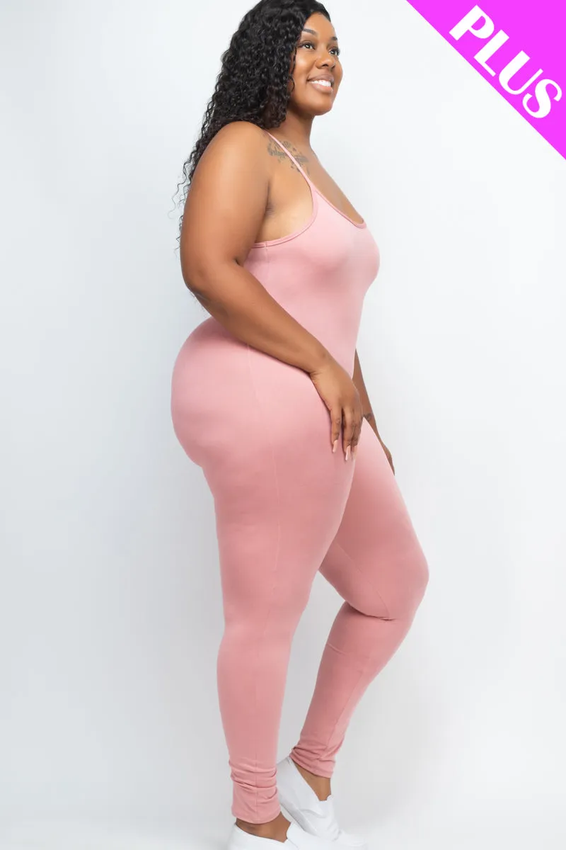 Plus Size Solid Bodycon Cami Jumpsuit