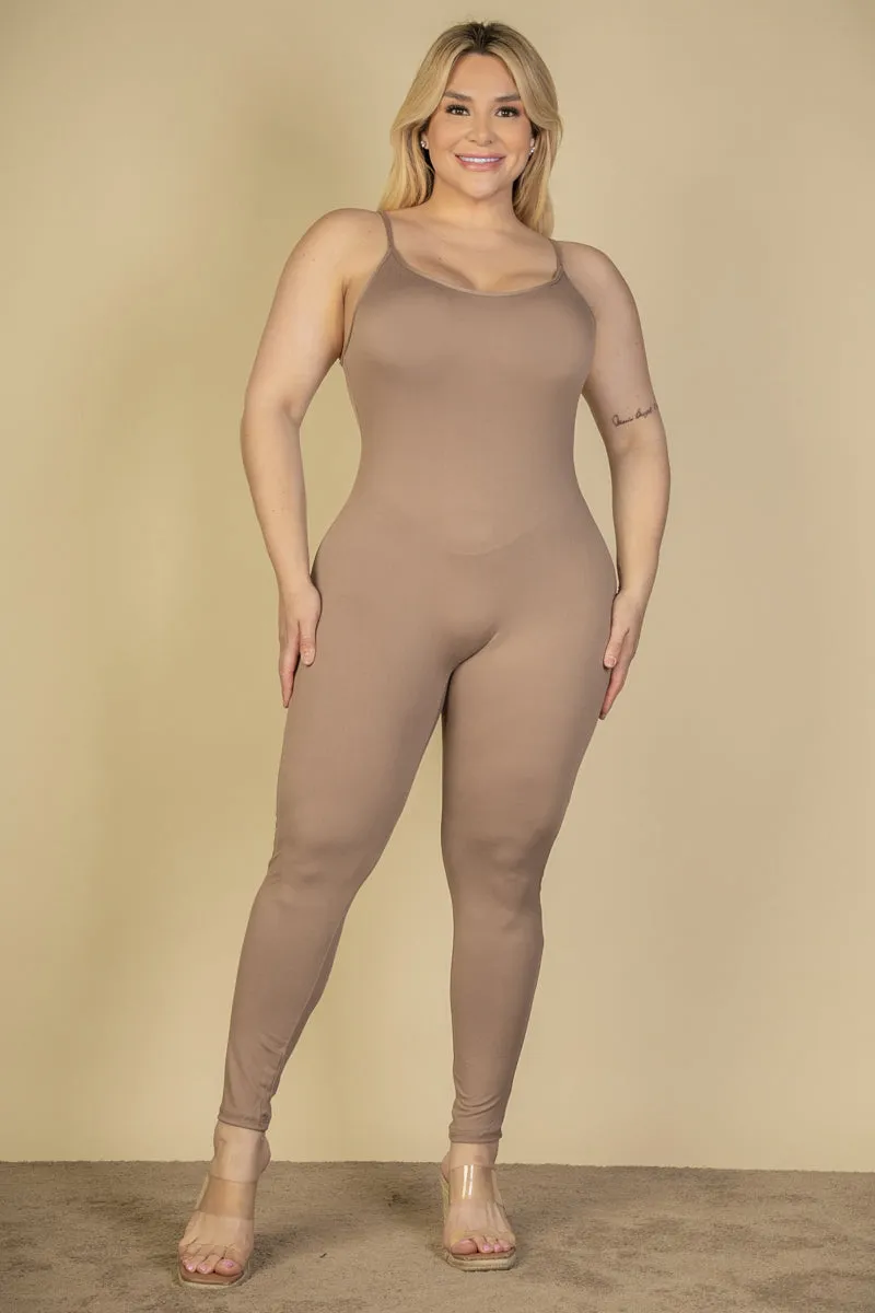 Plus Size Solid Bodycon Cami Jumpsuit
