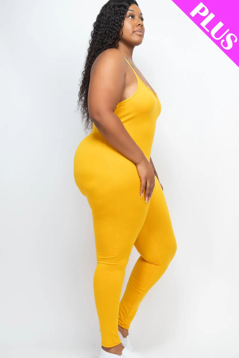 Plus Size Solid Bodycon Cami Jumpsuit