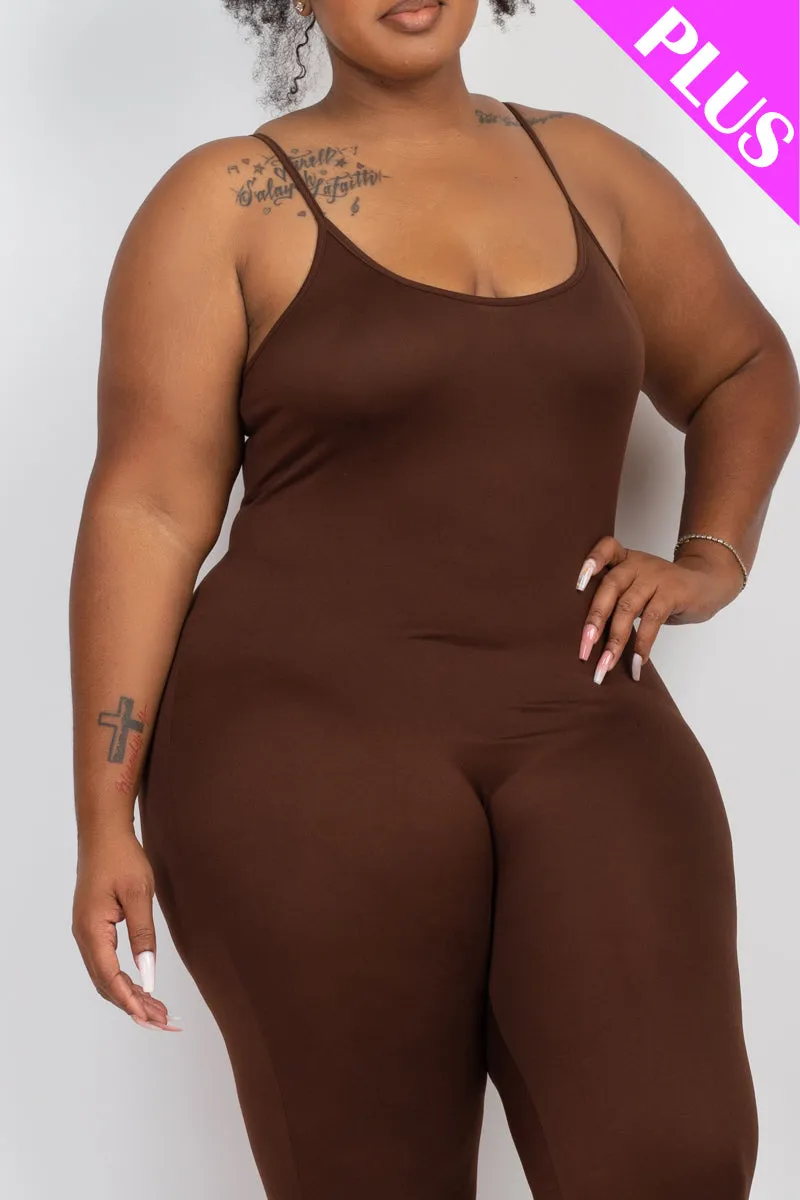 Plus Size Solid Bodycon Cami Jumpsuit