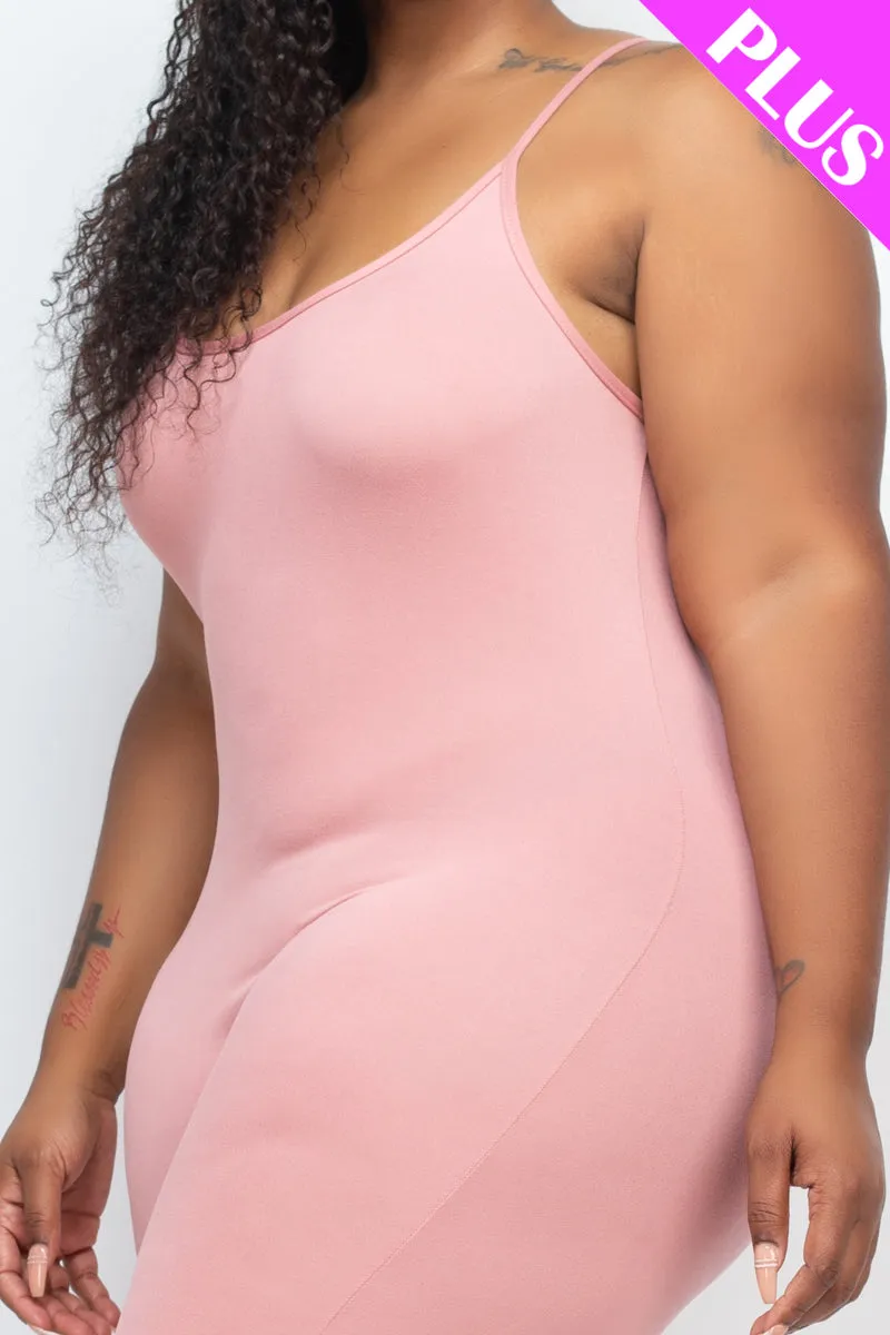 Plus Size Solid Bodycon Cami Jumpsuit