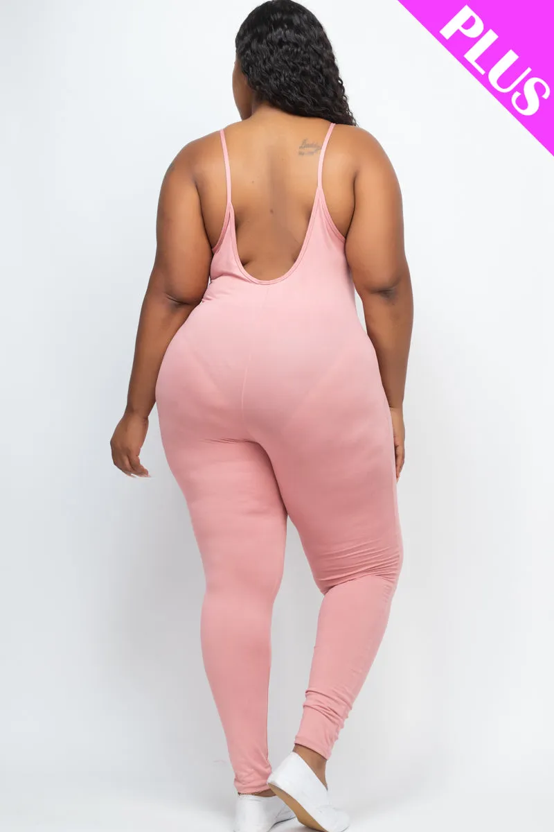 Plus Size Solid Bodycon Cami Jumpsuit