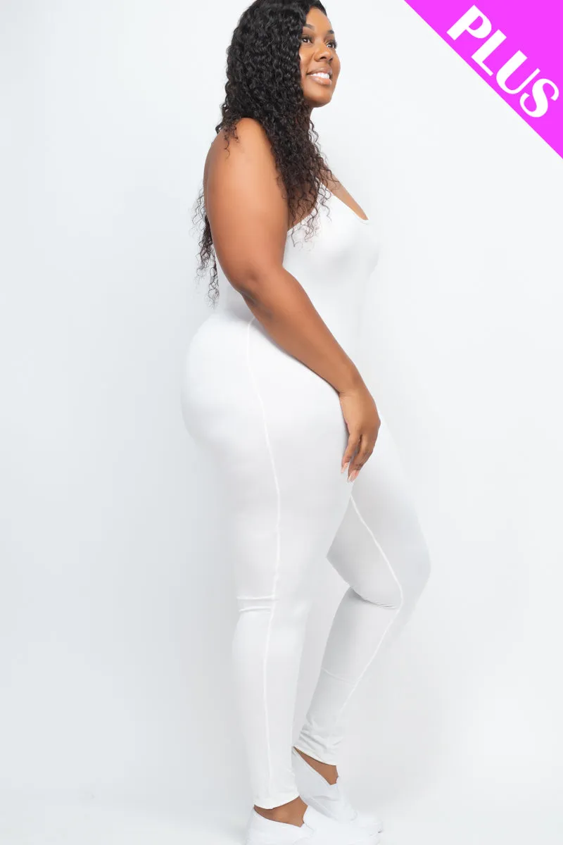 Plus Size Solid Bodycon Cami Jumpsuit