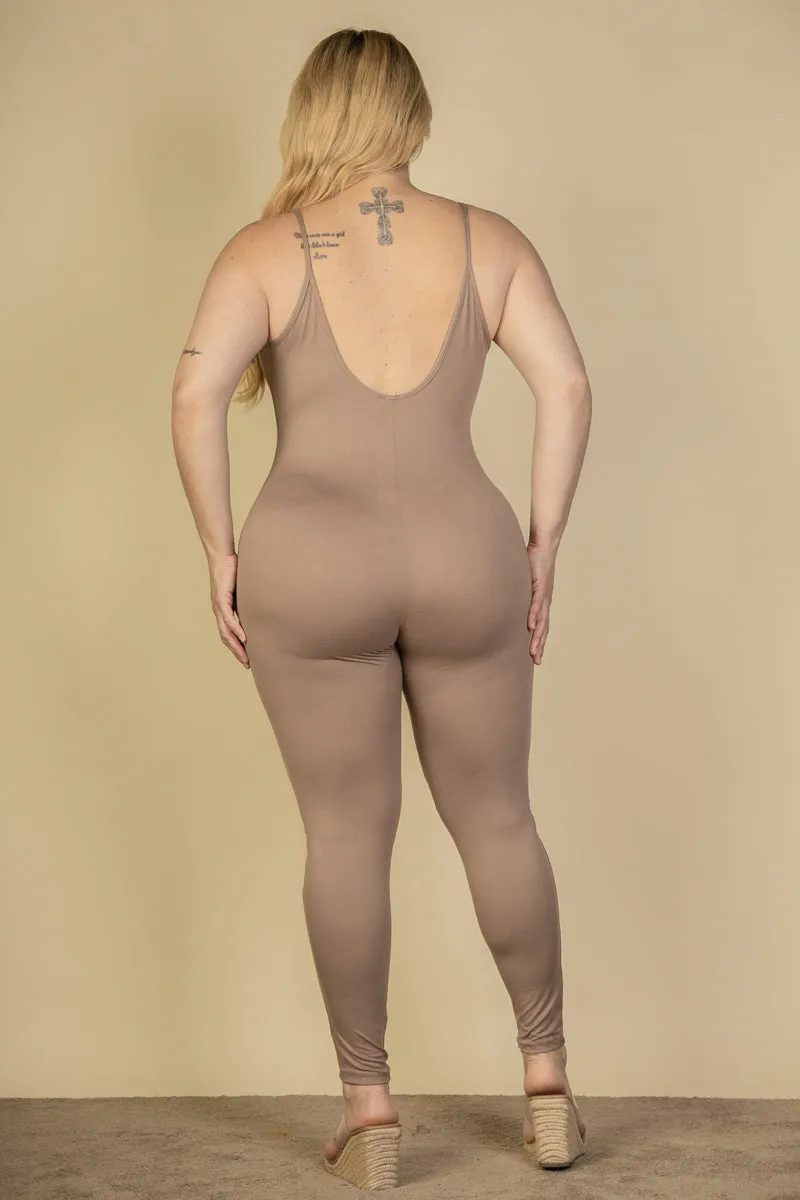 Plus Size Solid Bodycon Cami Jumpsuit