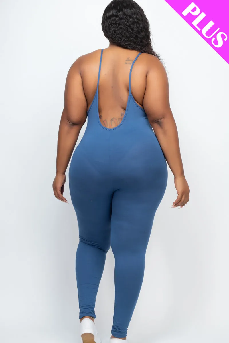 Plus Size Solid Bodycon Cami Jumpsuit