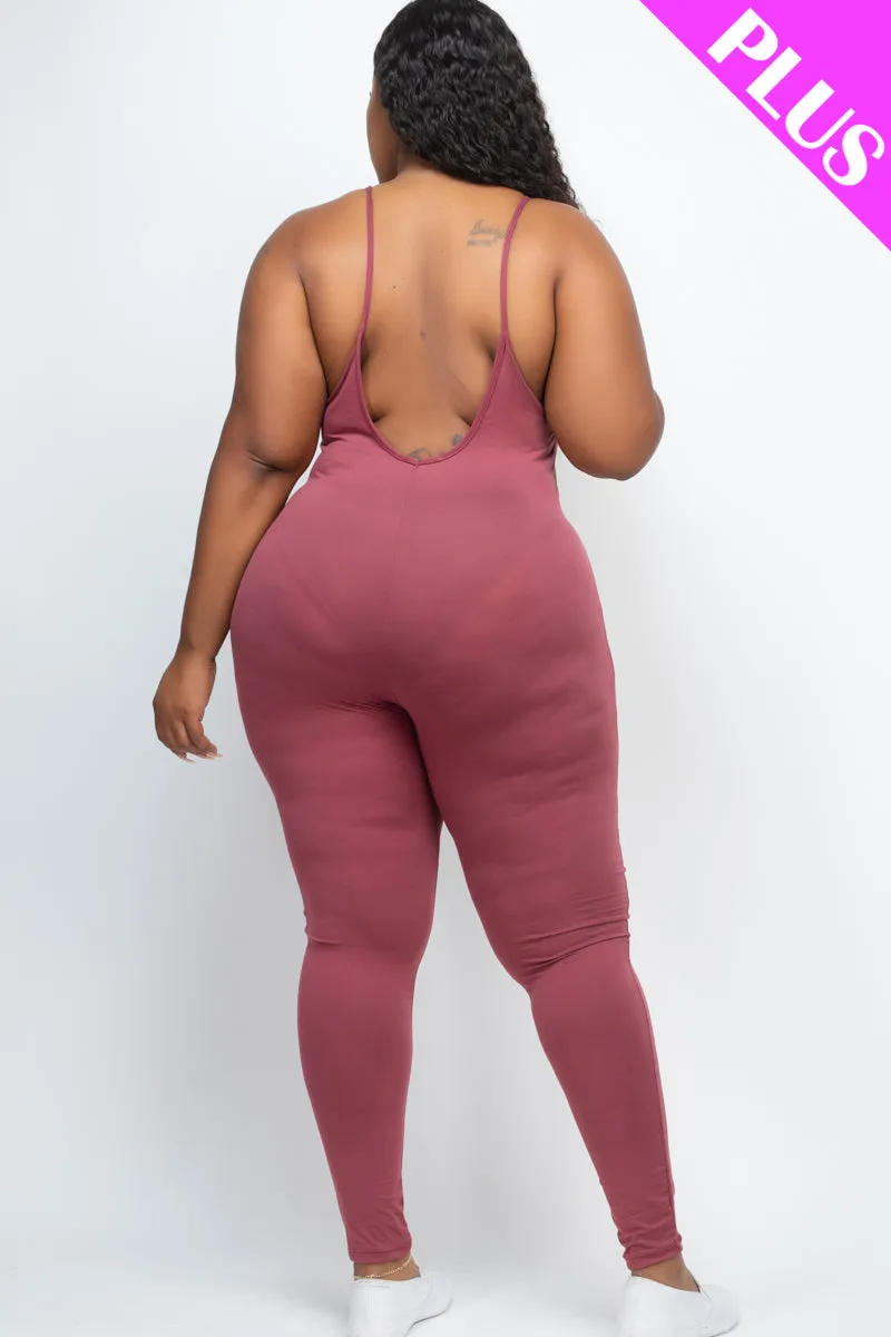Plus Size Solid Bodycon Cami Jumpsuit