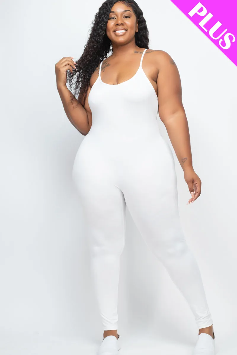 Plus Size Solid Bodycon Cami Jumpsuit