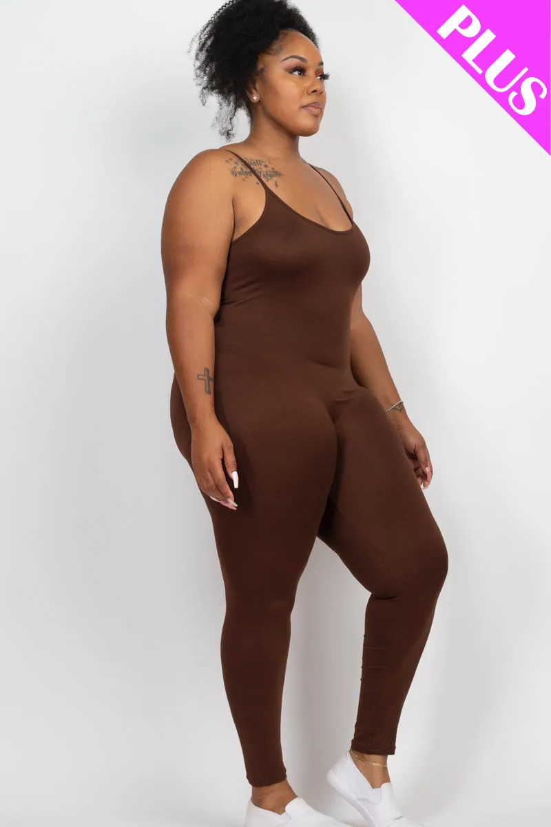 Plus Size Solid Bodycon Cami Jumpsuit