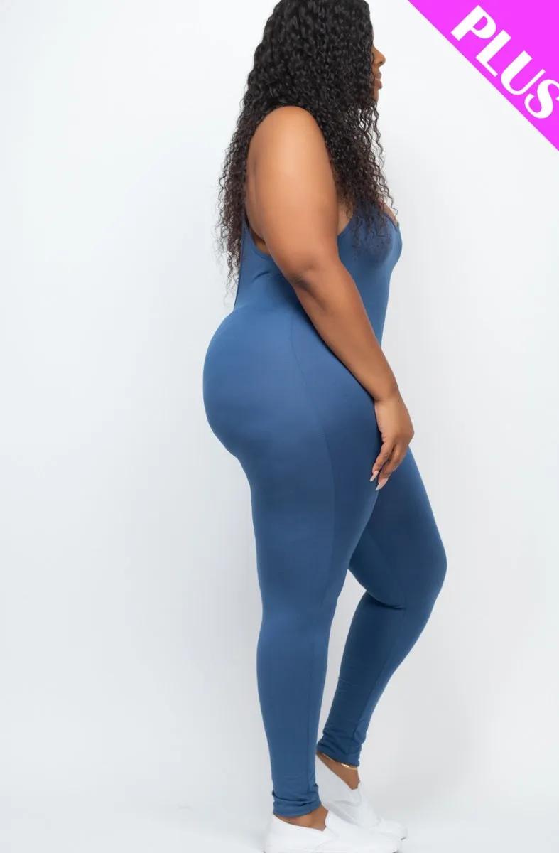 Plus Size Solid Bodycon Cami Jumpsuit