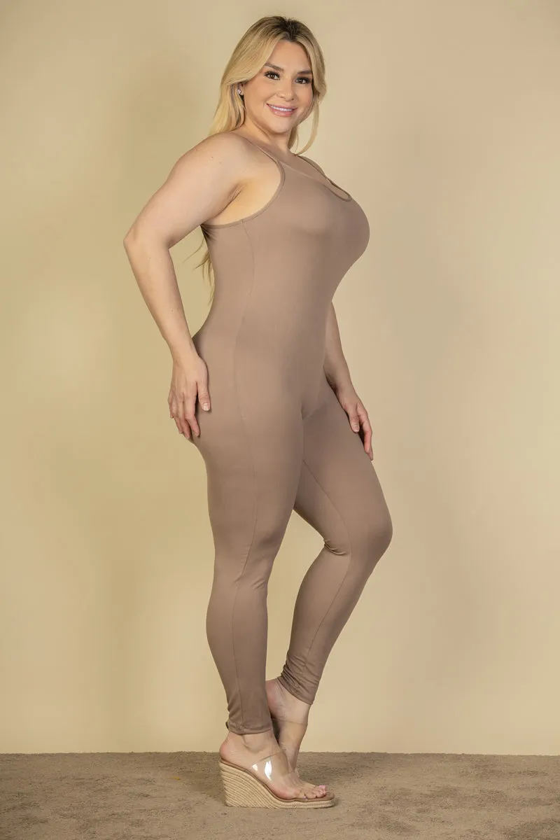 Plus Size Solid Bodycon Cami Jumpsuit