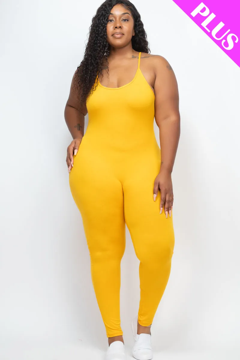 Plus Size Solid Bodycon Cami Jumpsuit