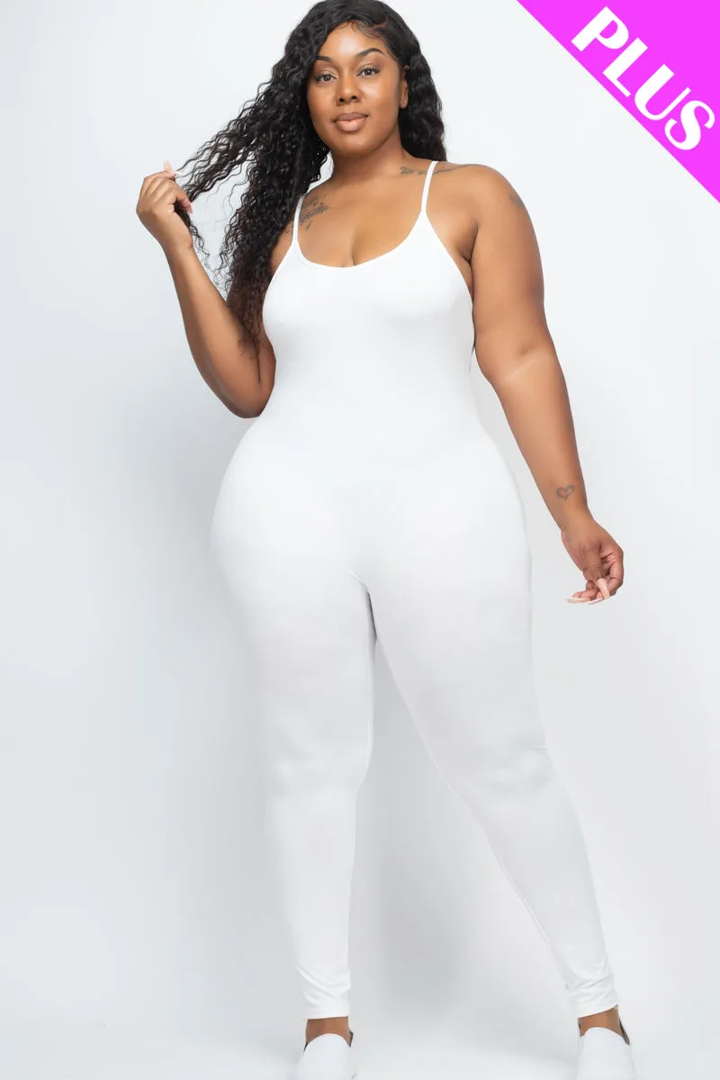 Plus Size Solid Bodycon Cami Jumpsuit