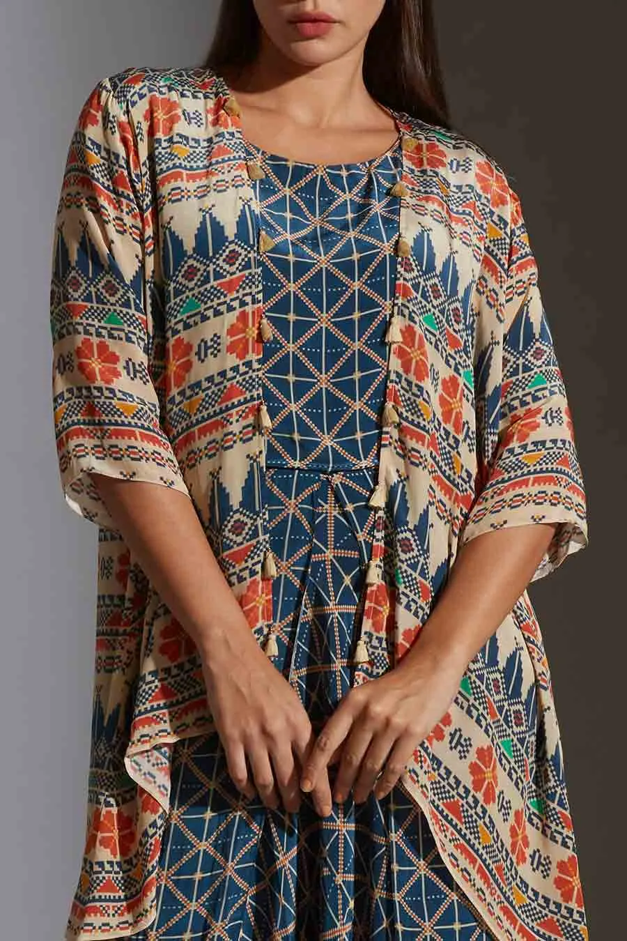 Printed Dhoti Jumpsuit & Jacket Set