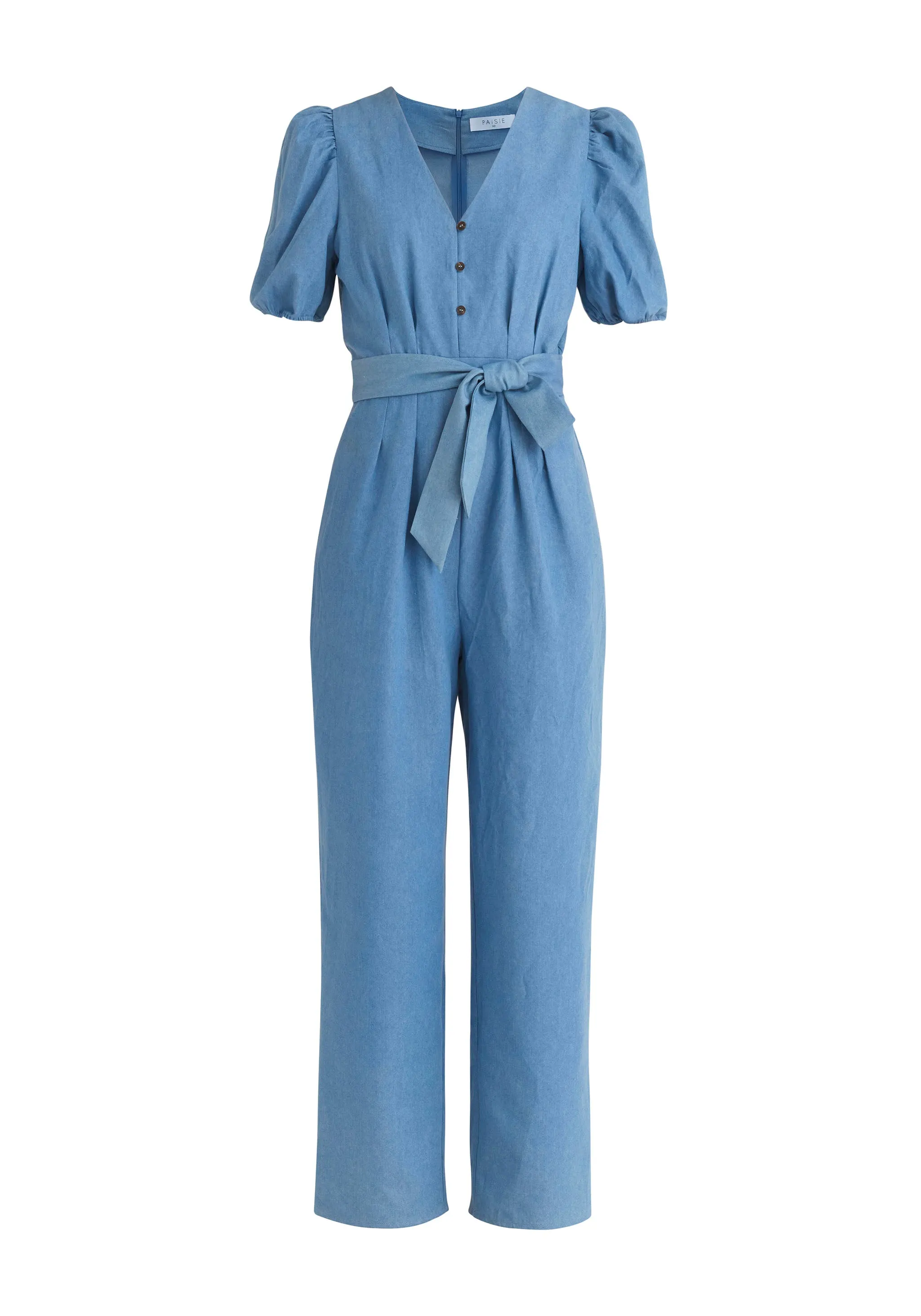 Puff Sleeve Denim Jumpsuit