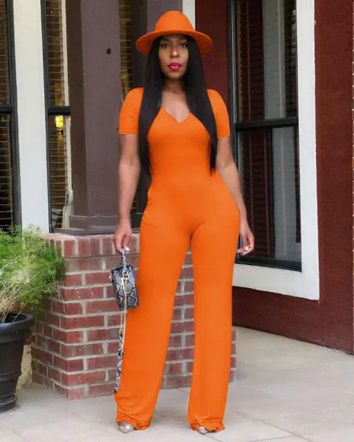 "Rachel" V Neck Jumpsuit