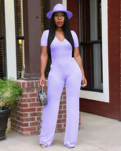 "Rachel" V Neck Jumpsuit