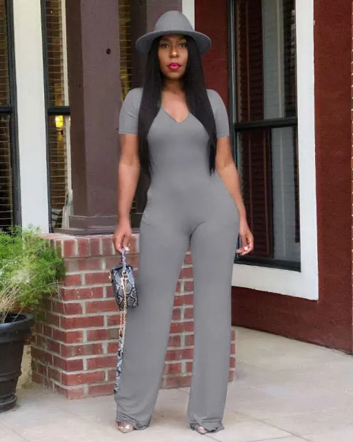 "Rachel" V Neck Jumpsuit