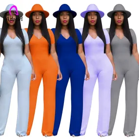 "Rachel" V Neck Jumpsuit