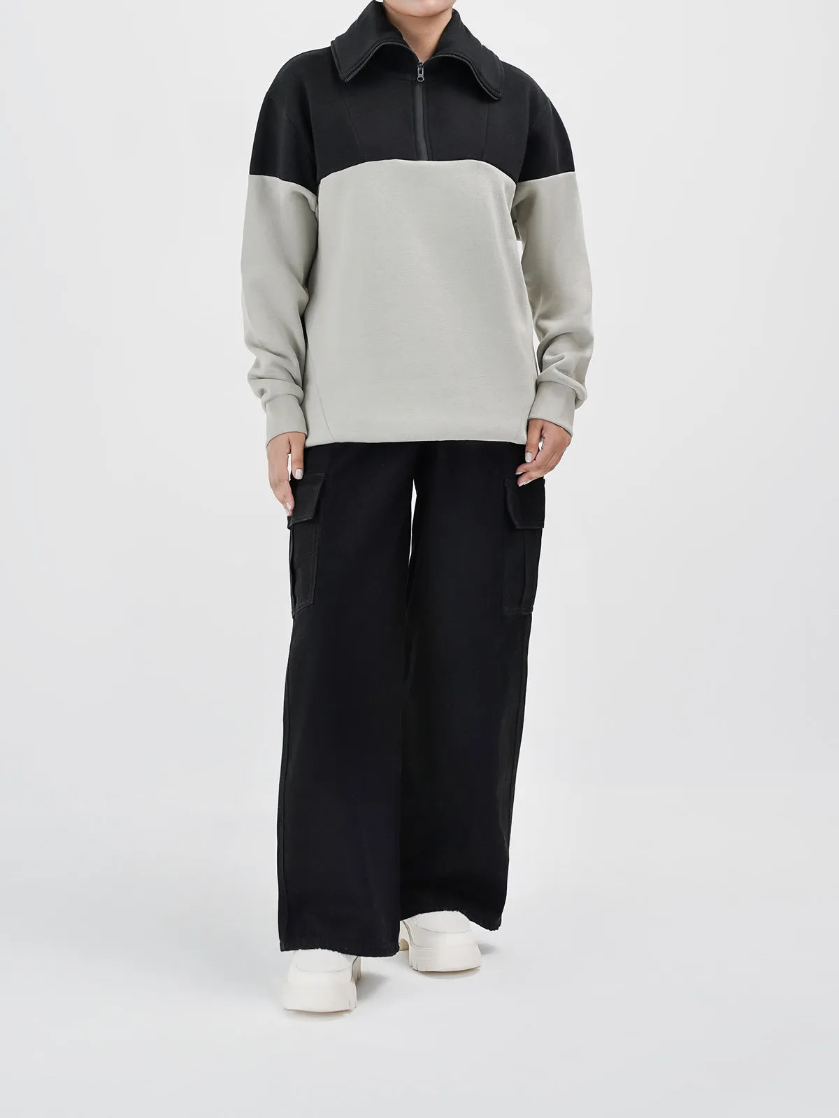"REGULUS" Cut &amp; Sew Zipper Sweatshirt
