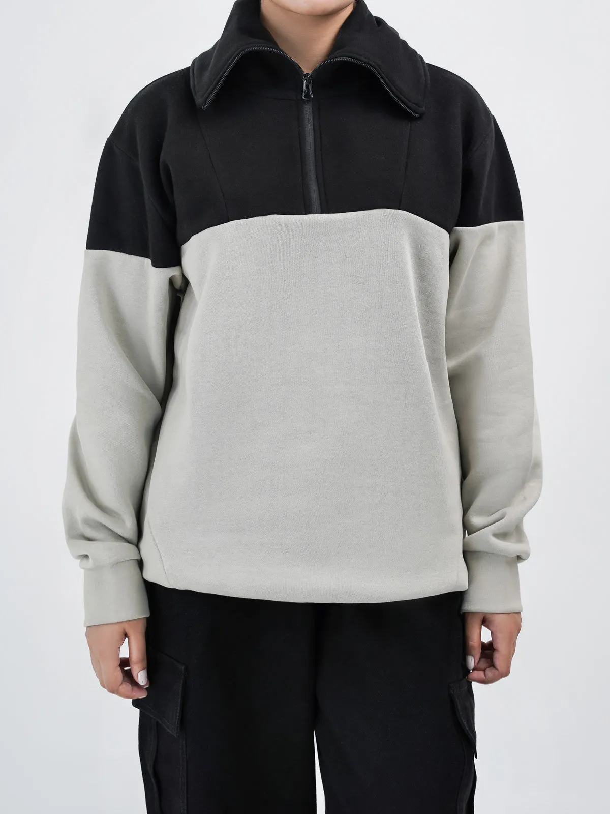 "REGULUS" Cut &amp; Sew Zipper Sweatshirt
