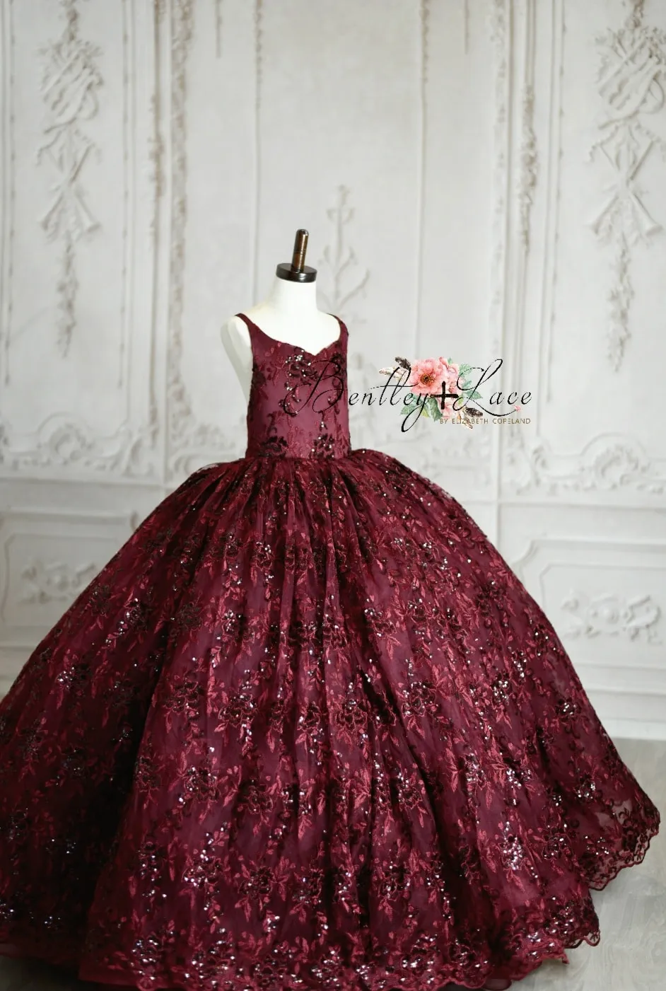 Retired rental euc "Evangeline" -  Burgundy - Floor Length ( 9 Year - Petite 10 Year)
