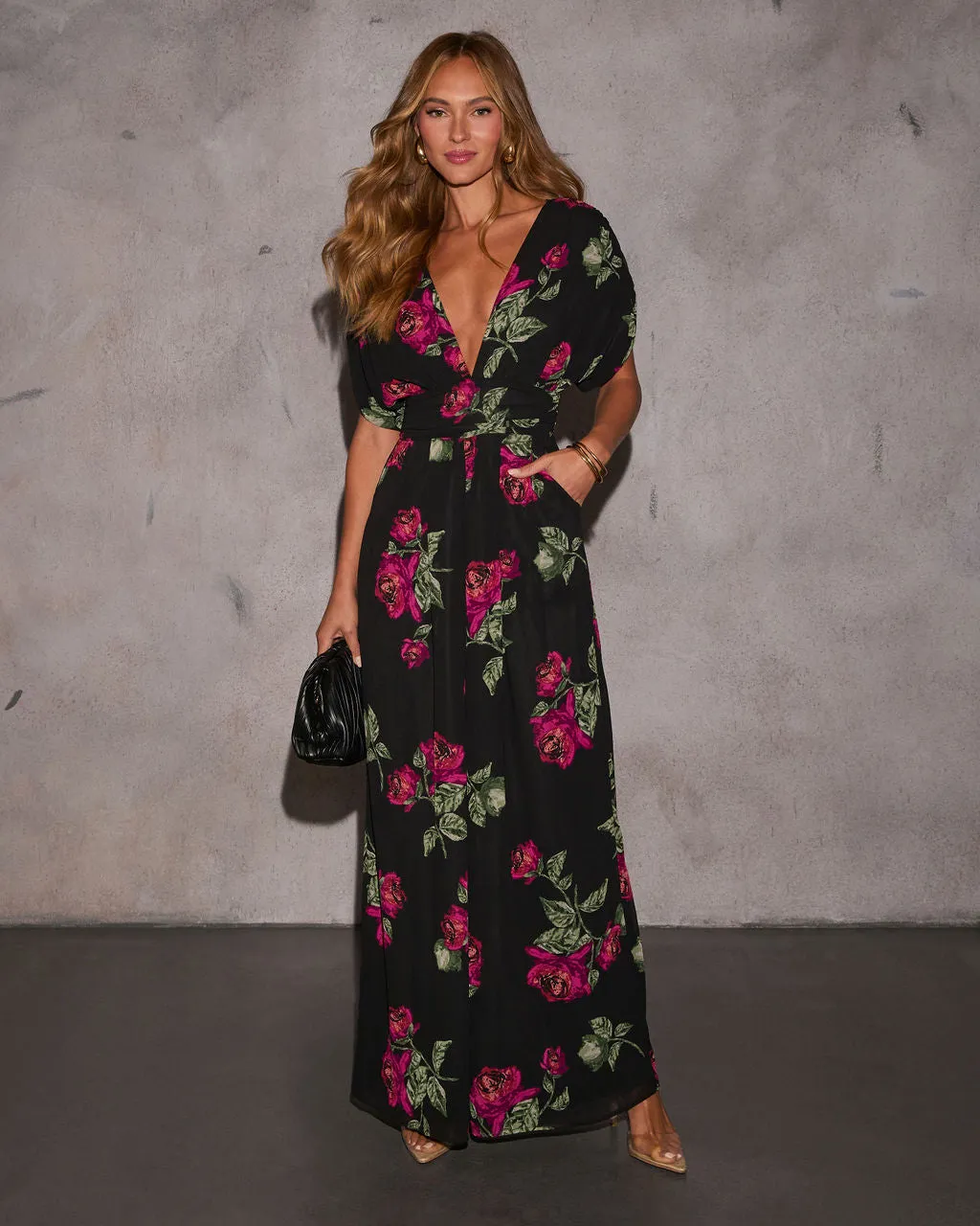 Santana Plunging Neckline Floral Jumpsuit