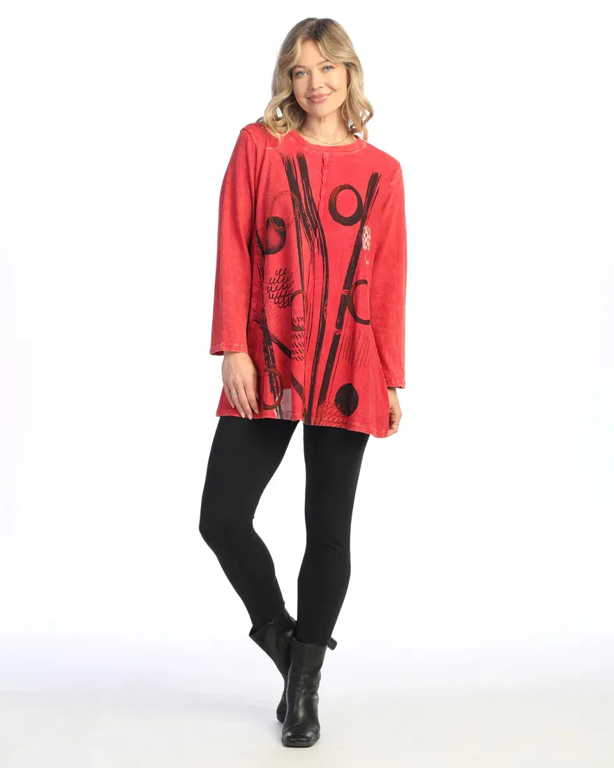 Scarlet Staccato Mineral Wash Tunic with Patch Pockets