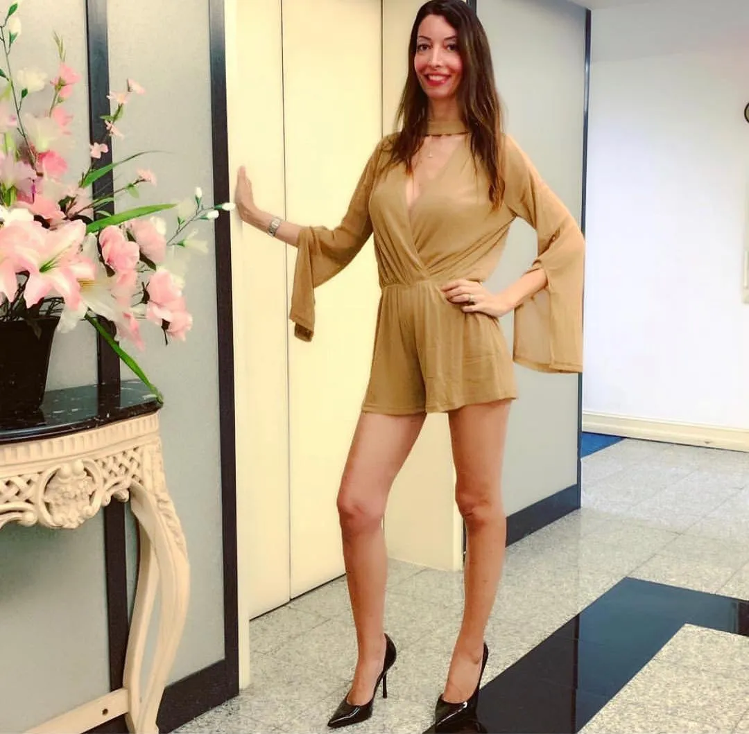 Shimmering Long Sleeve Wrap Romper, Light Brown