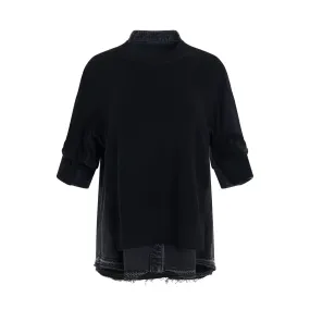 Short Sleeve Denim Pullover in Black