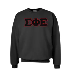 SigEp Black Crew Neck Sweatshirt with Sewn On Letters