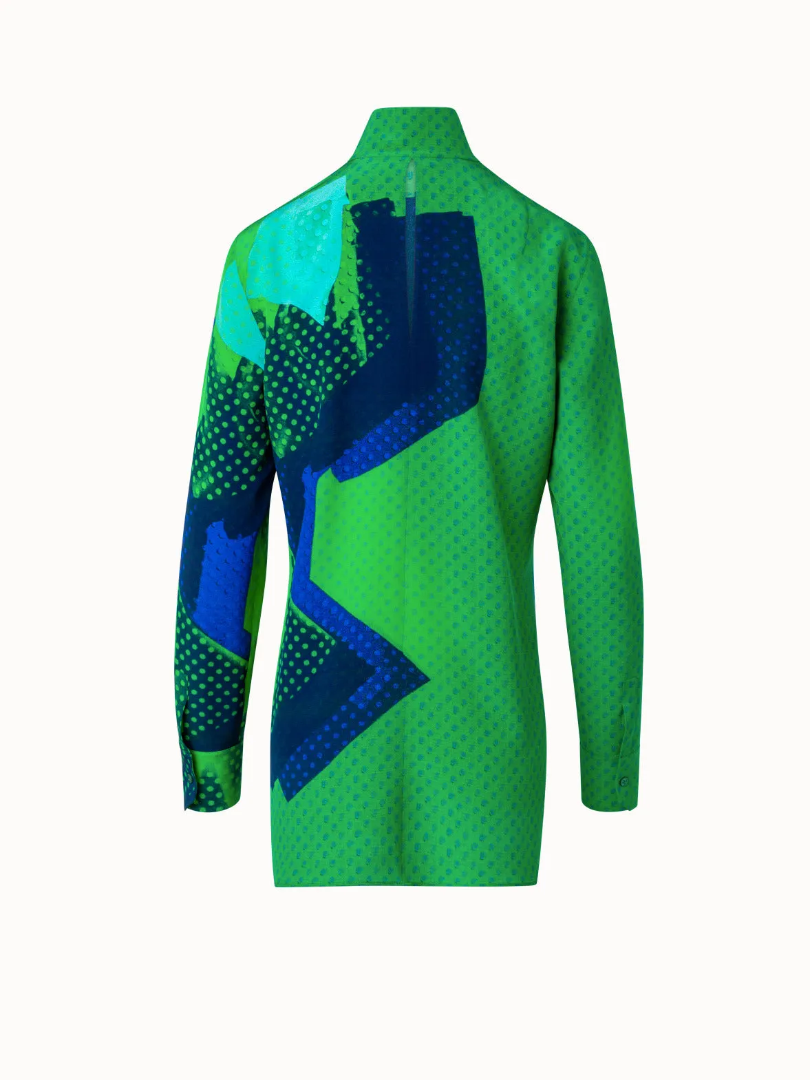 Silk Tunic Blouse with Superimposition Print